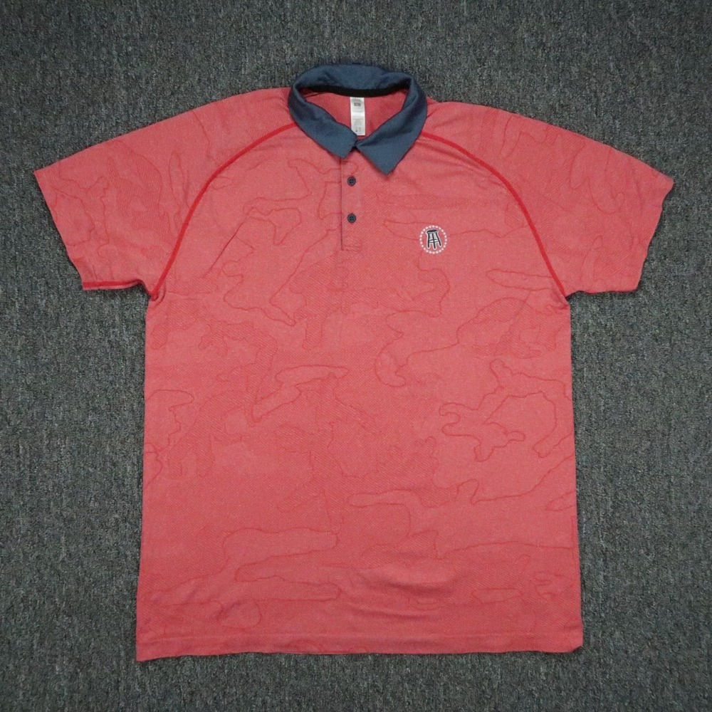 UNRL Shirt Mens Large Red Barstool Sports Polo Short Sleeve Camo Golf